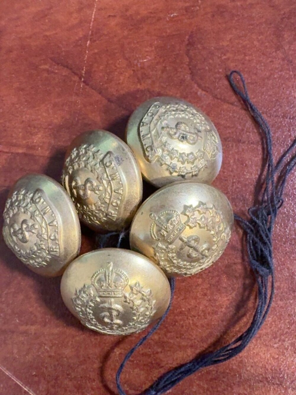 Vintage Canadian Military Artillery Uniform Buttons Lot of 5 King’s Crown Canada